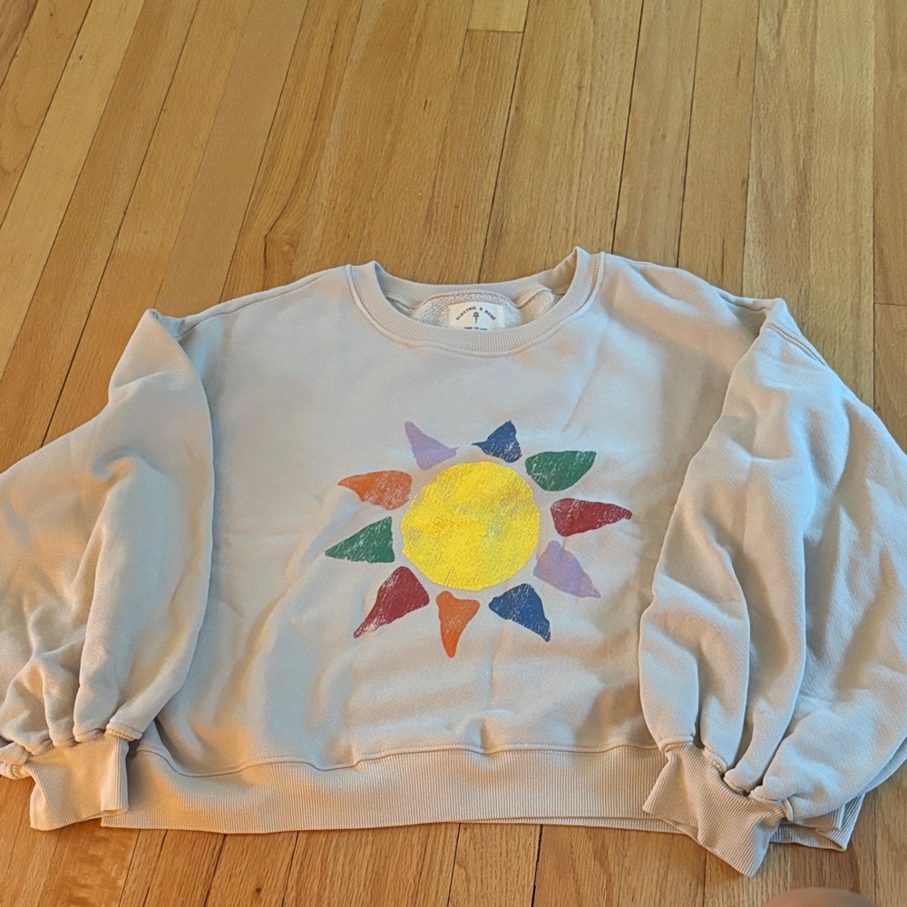 Electric & Rose Cream Textured sun Sweatshirt with balloon sleeves NWT